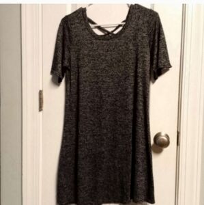 Rachel Rachel Women's Gray Mini Dress L (Junior) Criss Cross Back Summer Boho